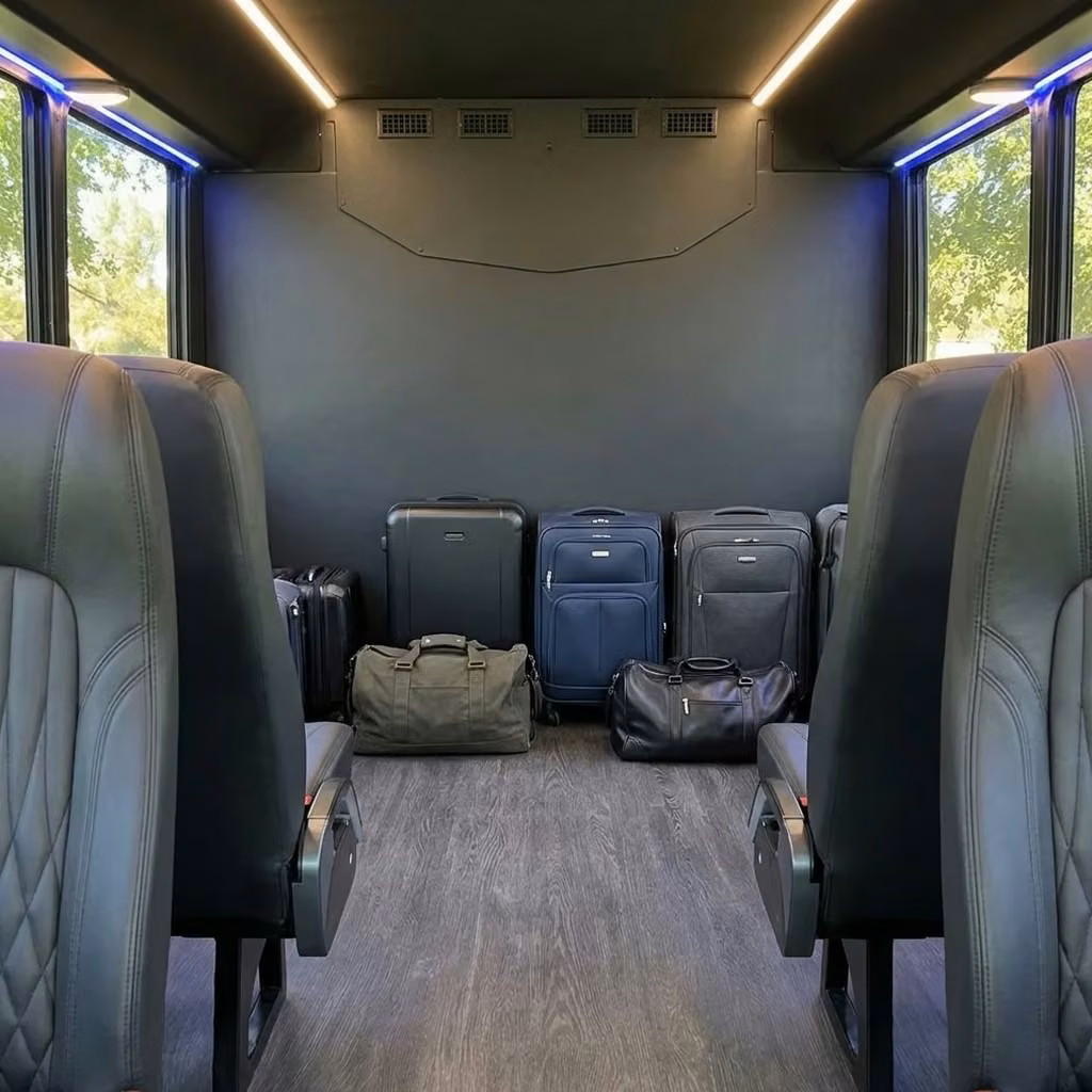fort wayne 20 passenger minibus luggage area