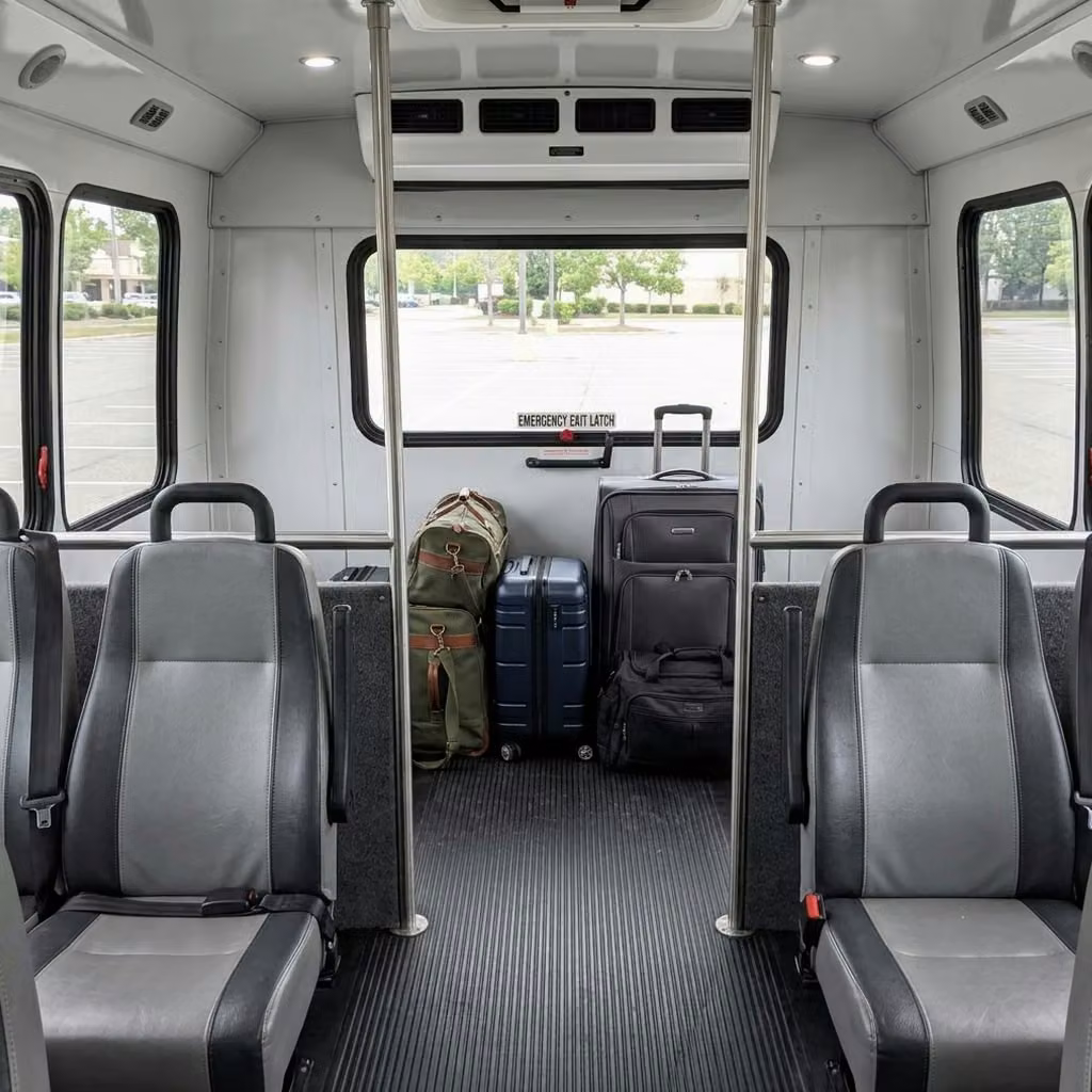 fort wayne 30 passenger minibus luggage area