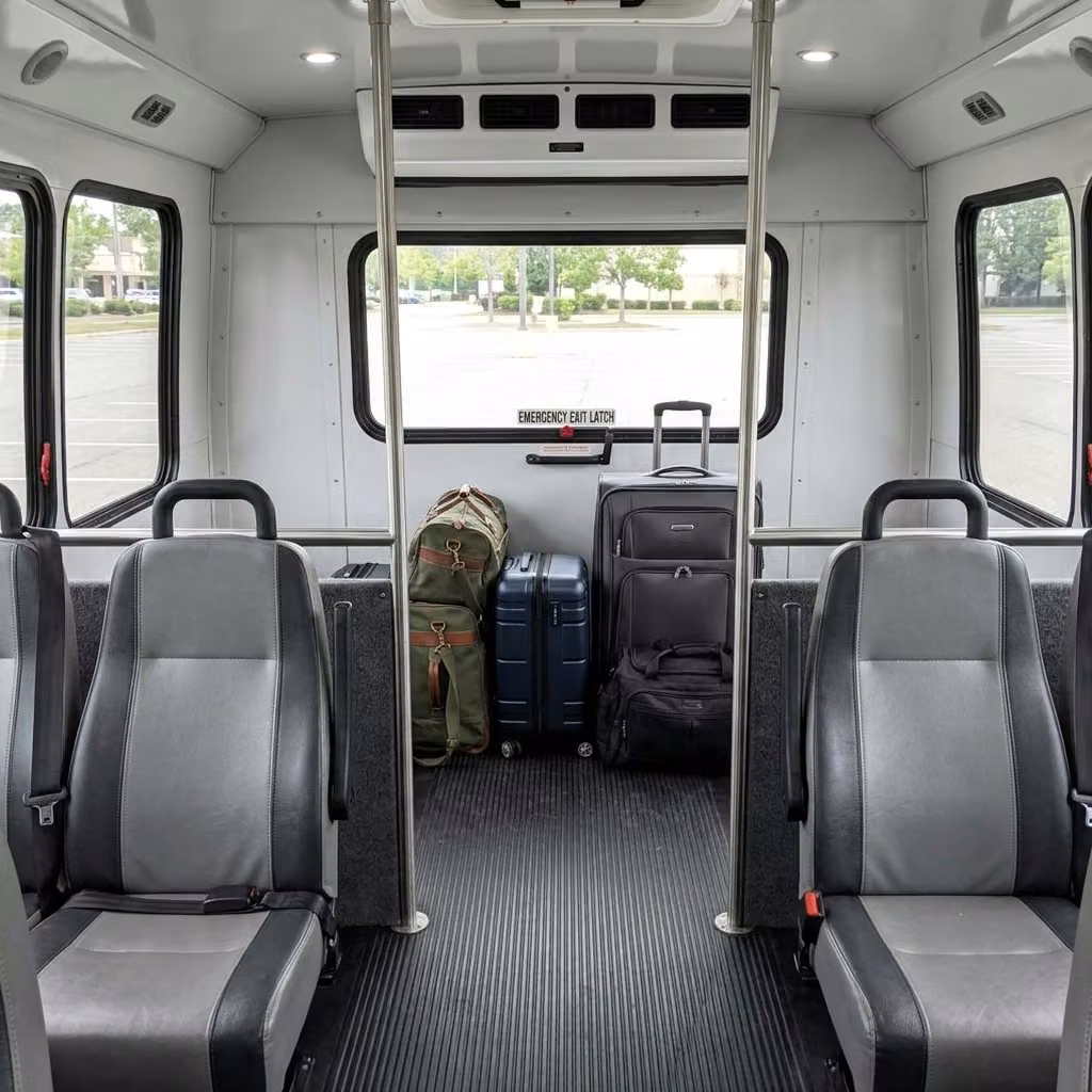 fort wayne 35 passenger minibus luggage area