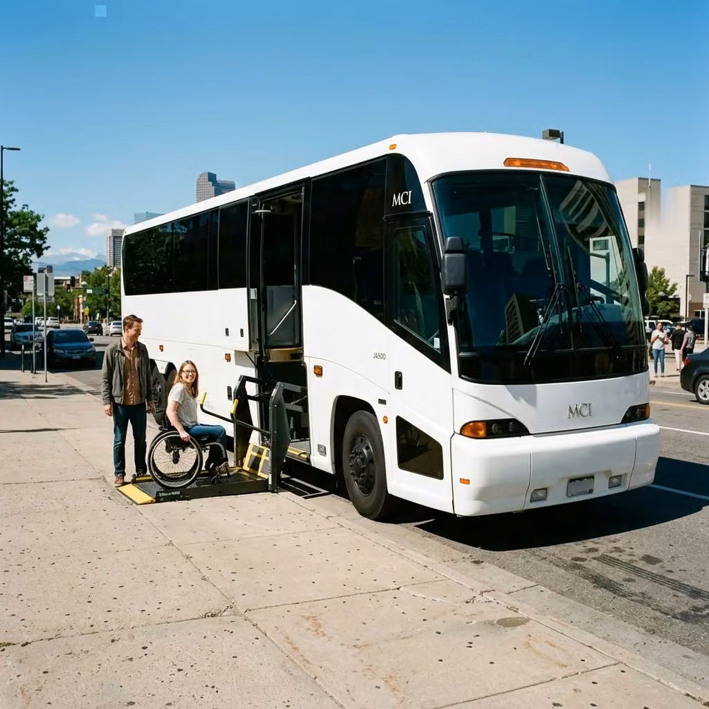 fort wayne 56 passenger charter bus wheelchair lift