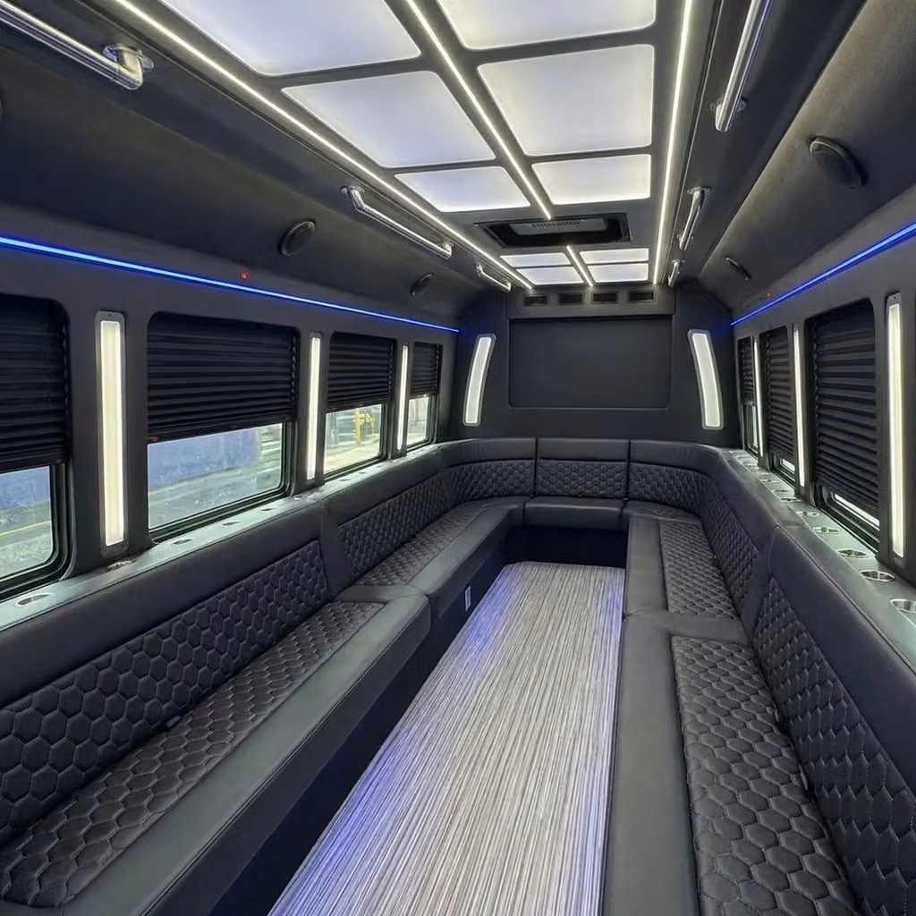 fort wayne party bus wraparound seating